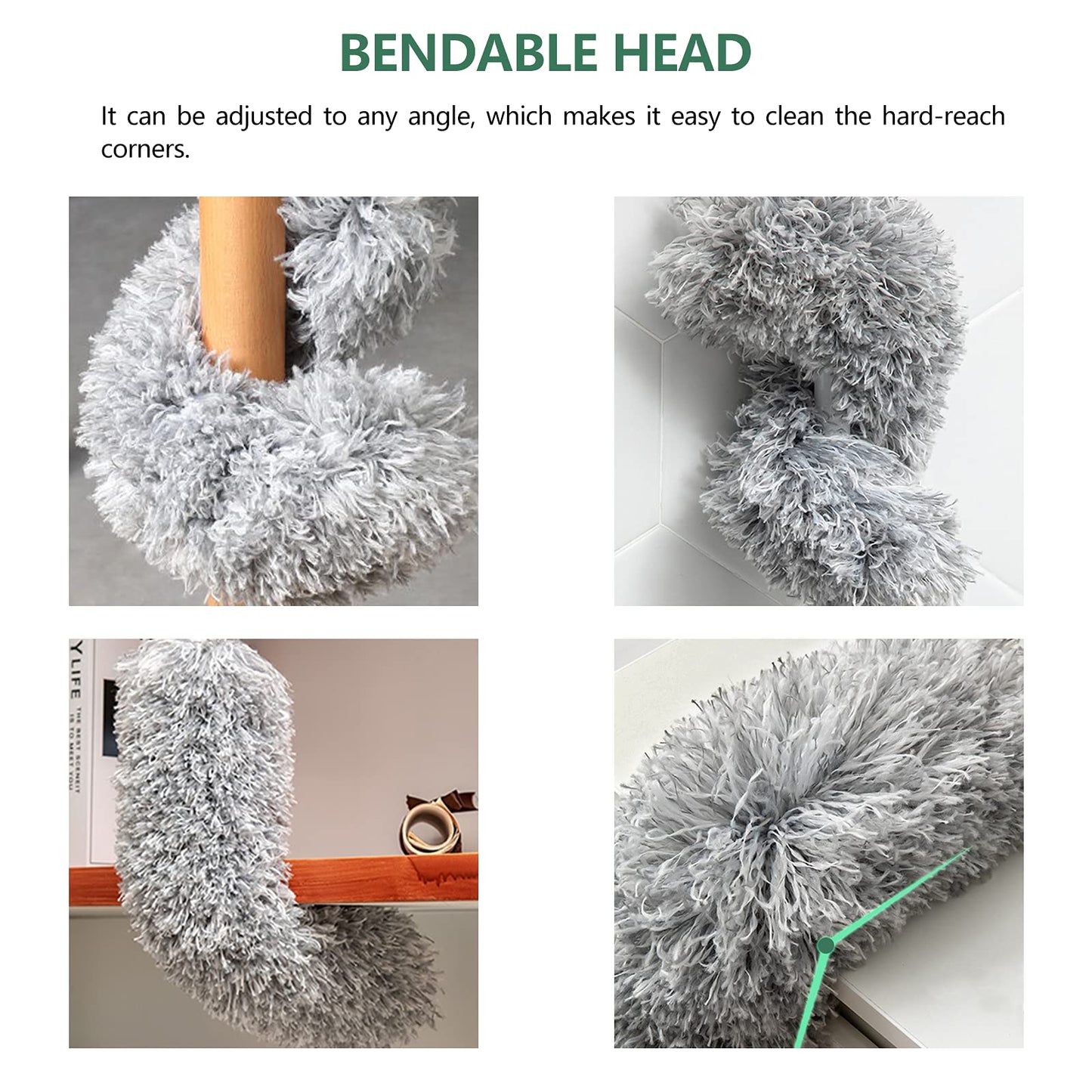 Microfiber Feather Duster Bendable & Extendable Duster with 100 inches Expandable Pole Handle