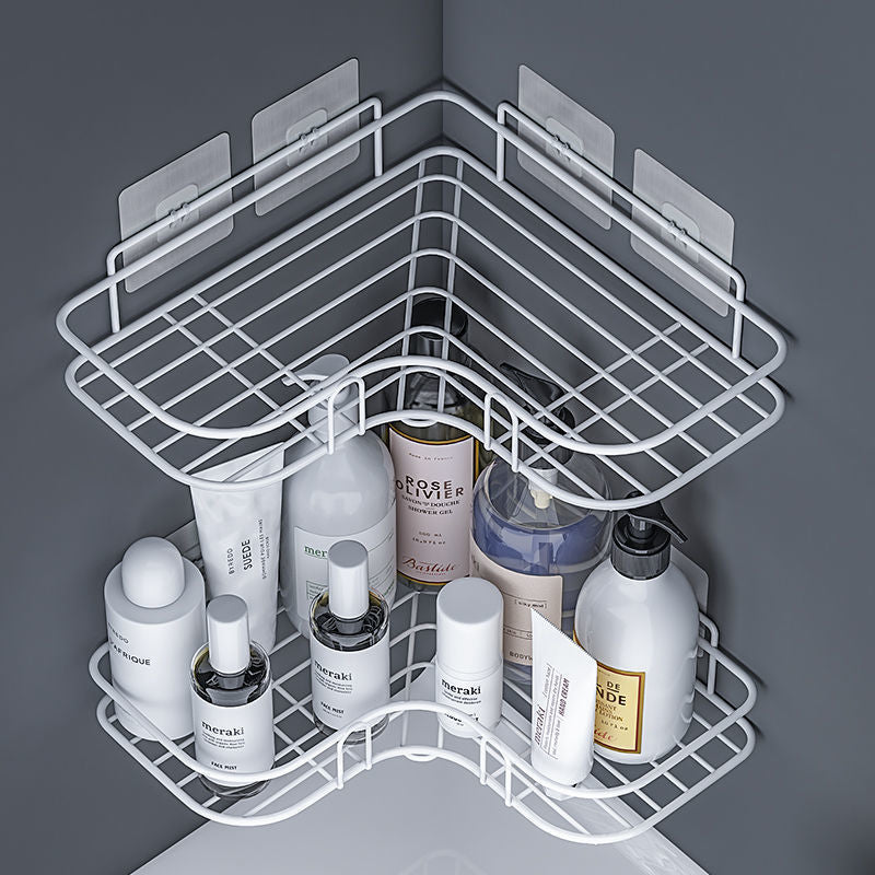 Self-Adhesive Kitchen-Bathroom Corner Shelf Organiser Storage Rack