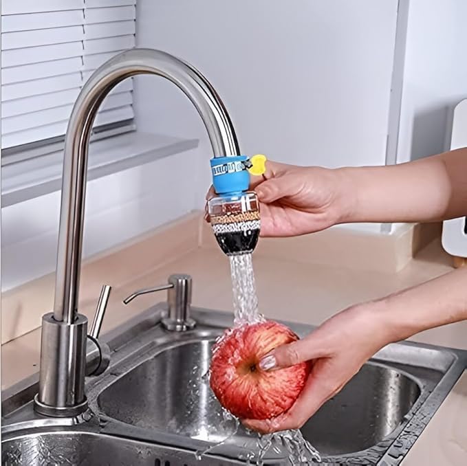 Multi-Layer Tap Water Filter for Faucets –360° Rotating Purifier with Mineral Beads