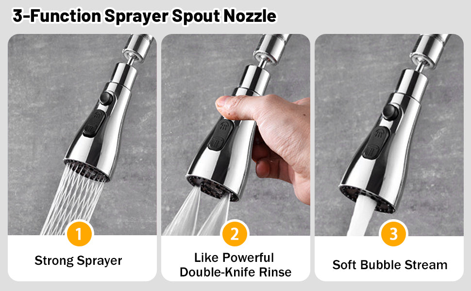 Elegant 3-Setting Faucet Nozzle – For a Smarter, Cleaner Kitchen