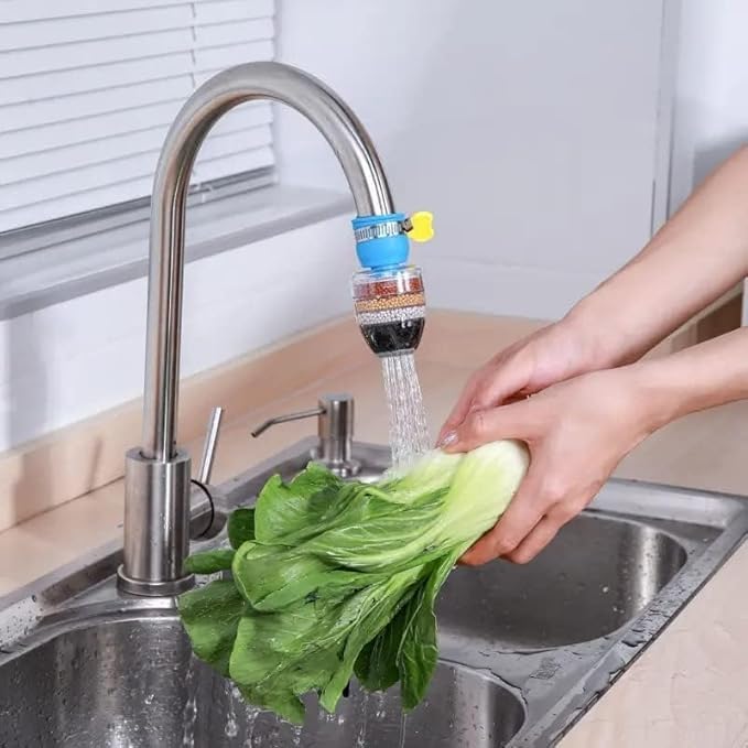 Multi-Layer Tap Water Filter for Faucets –360° Rotating Purifier with Mineral Beads