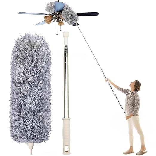 Microfiber Feather Duster Bendable & Extendable  Duster with 100 inches Expandable Pole Handle