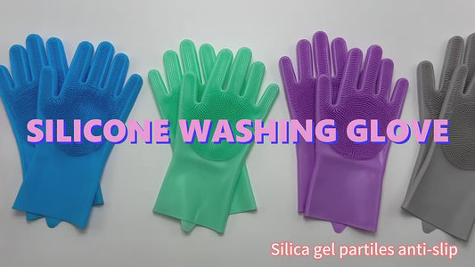 Magic Silicone Dishwashing Gloves with Built-In Scrubbers