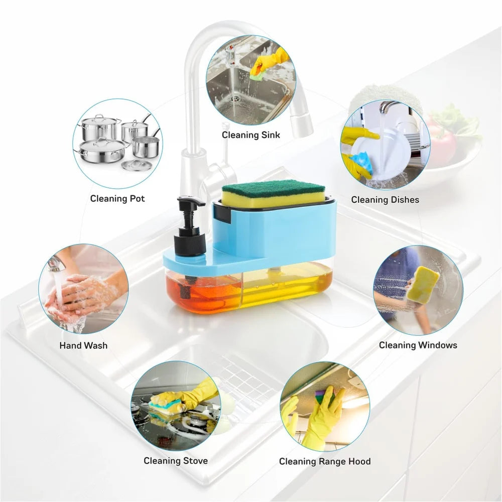 Smart 2-in-1 Dish Soap Dispenser with Built-In Sponge Holder